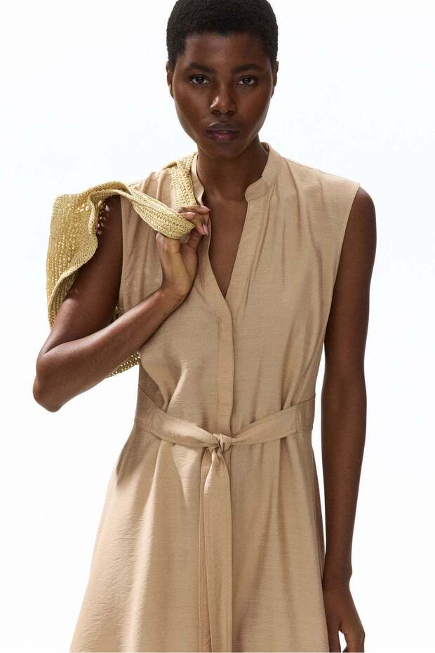 Tie-belt shirt dress