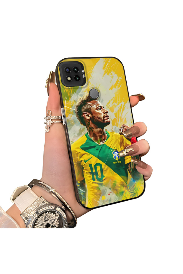 Redmi 10A Compatible Silicone Edge Hard Back Case Couple Phone Case with Neymar Pattern