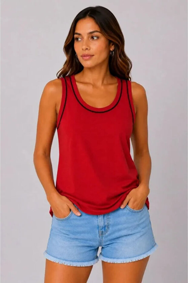 Athlete tank top bicycle collar sleeveless summer tank top - red