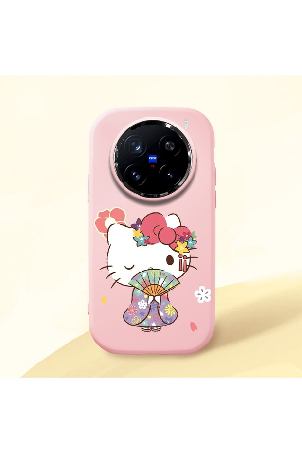 Vivo X200 Pro Compatible Case Camera Protector Pink Silicone Couple Phone Case Kitty Pattern