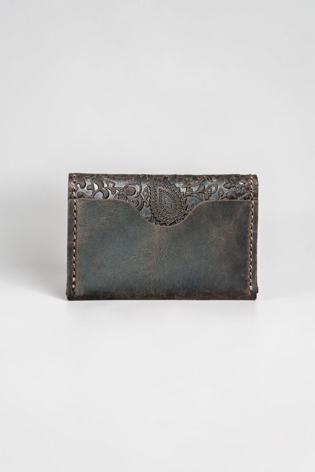 Genuine Leather Card Holder with Shawl Pattern, Minimal Size, Men's and Women's Card Holder
