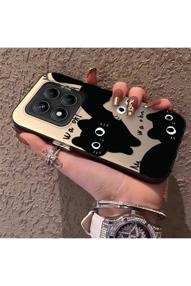 Redmi Note 14 Pro 4G/5G Compatible High-Quality Fun Black Cat Printed Case, Cute Stylish Shock