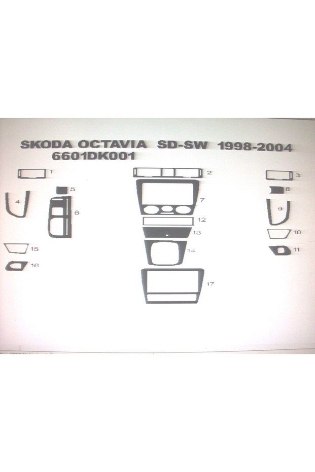 Skoda octavia 1997-2004 15-piece dashboard trim (carbon fiber look)