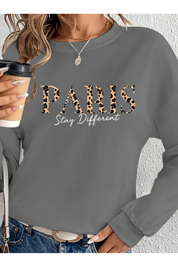 Women's long sleeve crew neck patterned viscose two-thread blouse