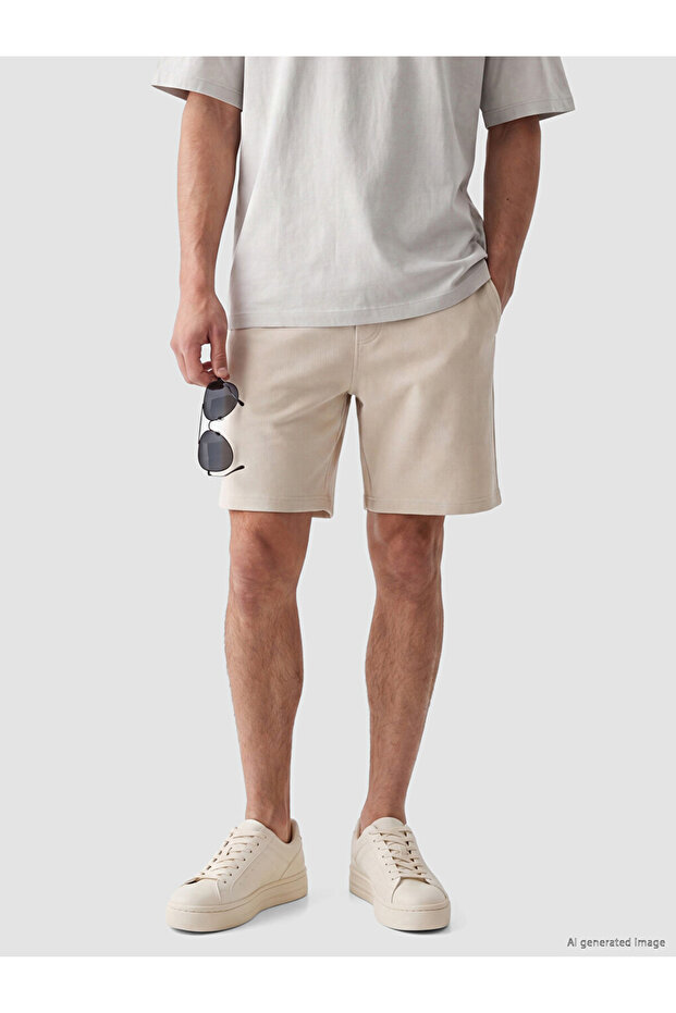 Peak New Season Beige Regular Fit Men's Shorts