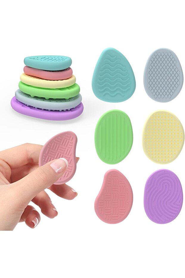 6Pcs Silicone Worry Stone Fidget Toys, Quiet Sensory Calm Down Fidgets for Kids Adults, Autism ADHD Stress Relief Easter Basket Stuffers