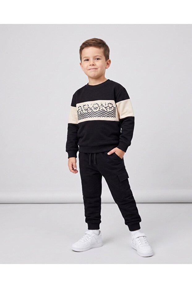 Boys' Seasonal Compact Cotton Top and Bottom Tracksuit Set, Ages 2-3-4-5-6-7-8-9-10