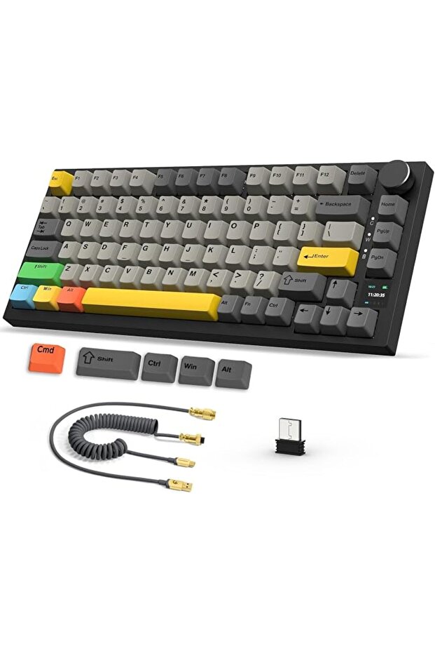 لوحة مفاتيح ميكانيكية لاسلكية ATTACK SHARK ajazz AK820 Pro قابلة للتبديل السريع مع شاشة TFT وأزرار بإضاءة RGB خلفية