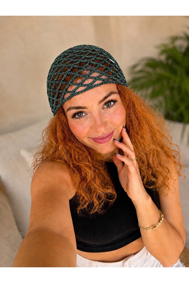 Glittery Hand Knitted Hair Beanie Bandana