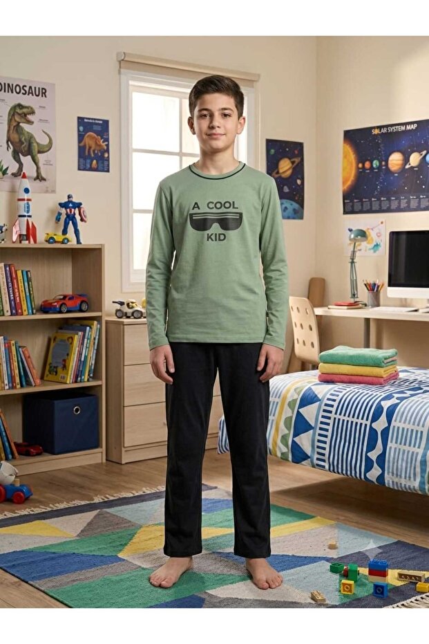 Boy's Waiter Cotton Printed Pajama Set 10-16 Years Old