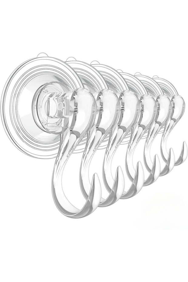 6-pack of small transparent suction cup hooks, heavy-duty vacuum hooks, for windows and glass doors, detachable and reusable brackets.