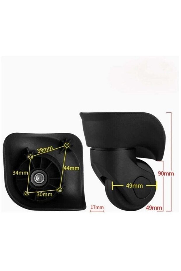 pair of silent rubber luggage wheels - highly durable - 360° rotation - for luggage repair - 2-pack