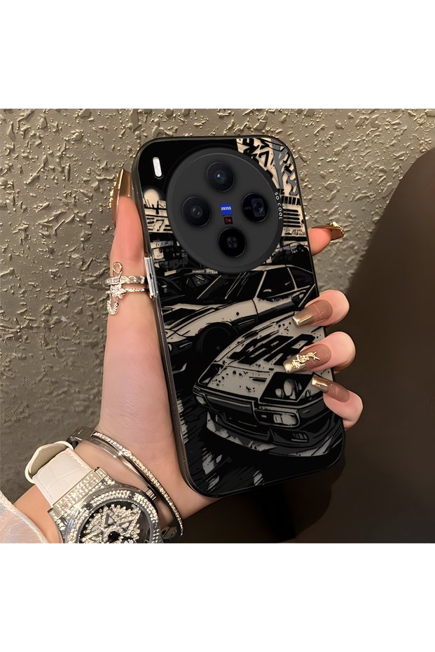 Vivo X300 Compatible Manga Drawing Classic Car Flat Print Quality Silicone Case