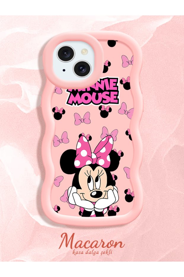 iPhone 13/14 Compatible Wavy Frame Mouse Cartoon Patterned Quality Silicone Phone Case