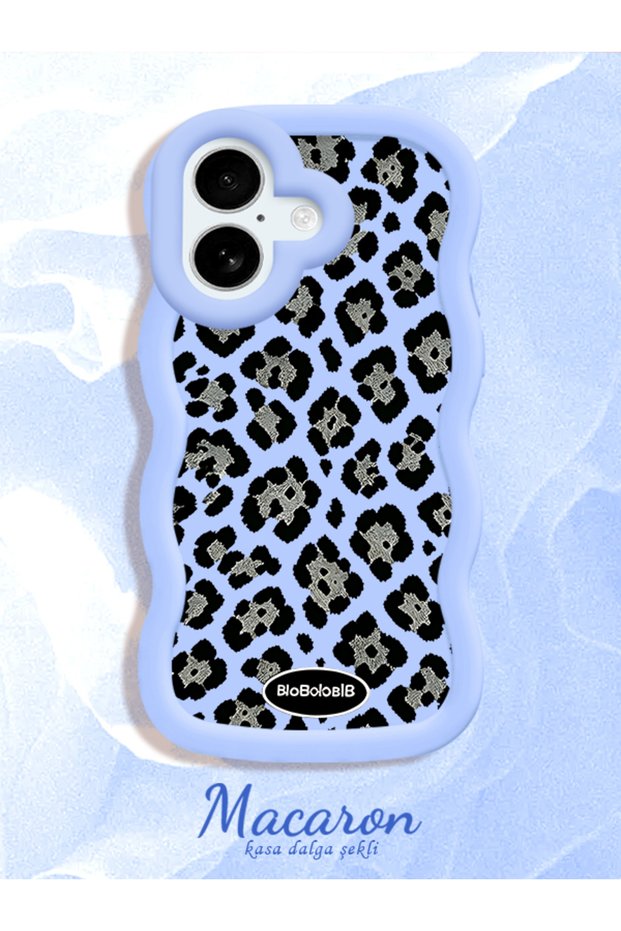 iPhone 17 Compatible Wavy Frame Leopard Print High Quality Silicone Phone Case