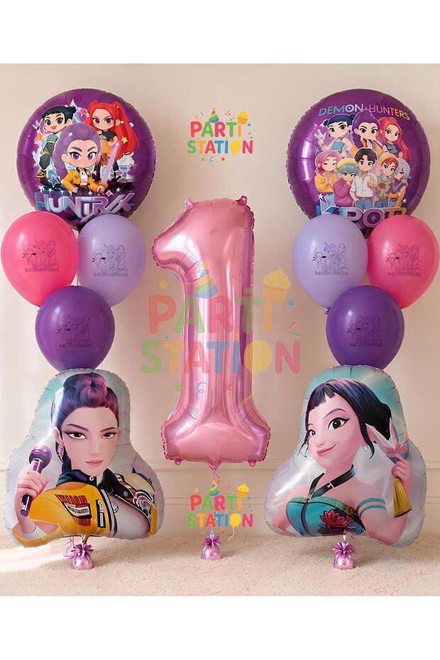K-Pop Balon 1St Birthday Set 11 Piece Demon Hunters Balloon Set