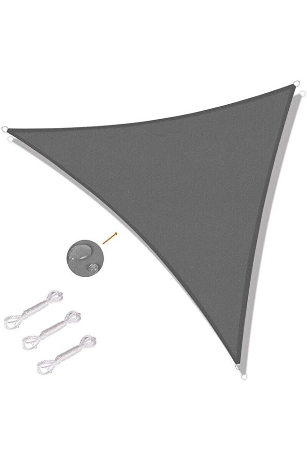 4.5 x 4.5 x 4.5 meter triangular sunshade sail - UV-protected sunshade sail, suitable for outdoor, patio, and garden use - Grey
