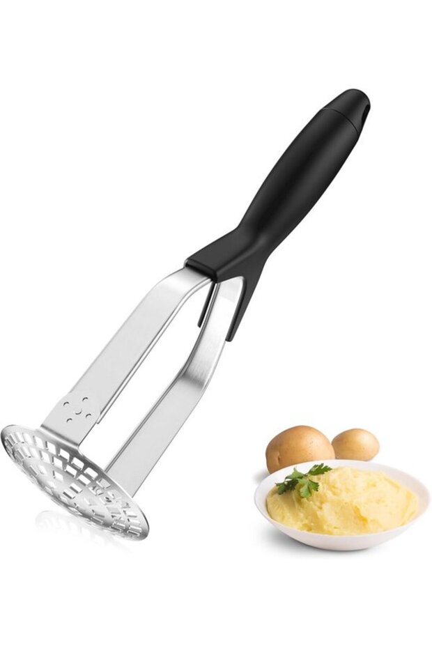 Stainless Steel Potato Masher with Non-Slip Handle - Kitchen Gadget for Mashed Potatoes and Vegetables