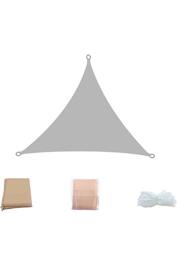 Waterproof Triangle Shade Sail Canopy with Rope (Grey, 3x3x3m)