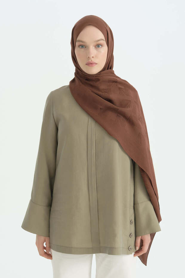 Cotton Naia Blend Natural Shawl - Brown