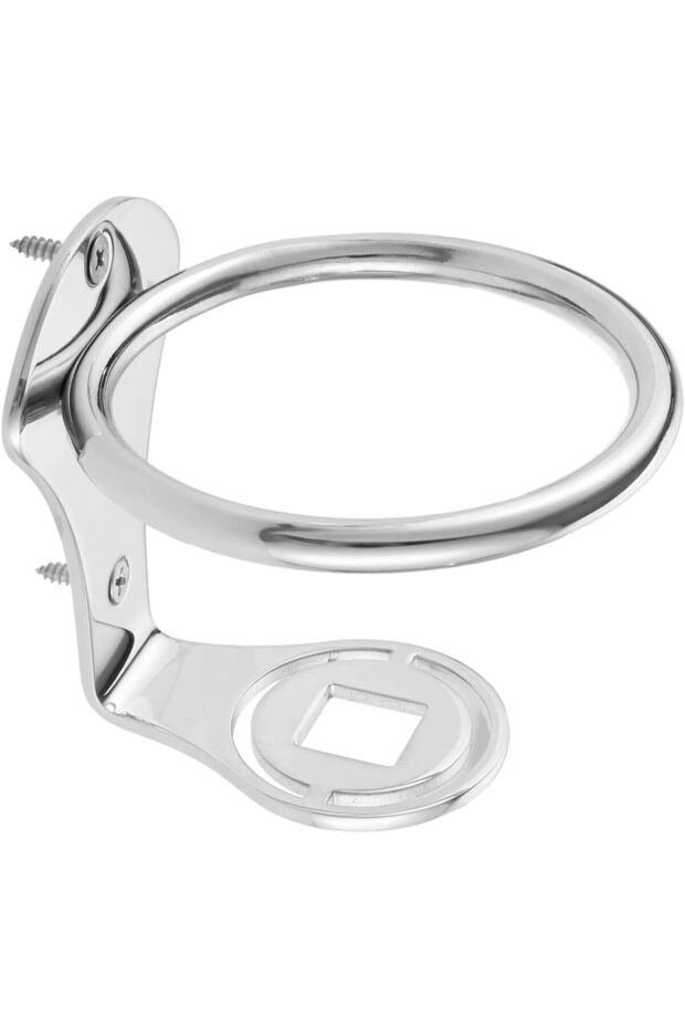Stainless steel beverage rack rings suitable for yachts; universal beverage rack material for marine platforms.