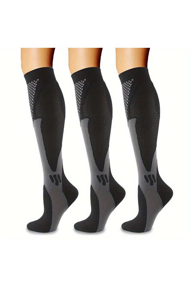 3-Pack Athletic Compression Socks for Sports & Running (L/XL).