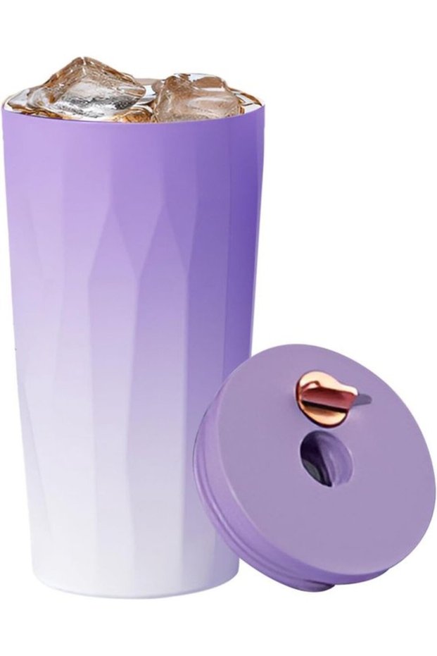 Leak-proof travel coffee mug, insulated travel coffee mug | Automatic spring straw cup made of stainless steel | vacuum travel mug, 18*7