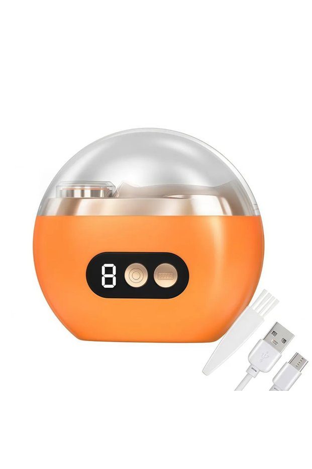 Electric nail clippers, 3-in-1 electric nail trimmer, electric nail file & polisher, w/LED light, three speed settings, For children & adults, orange