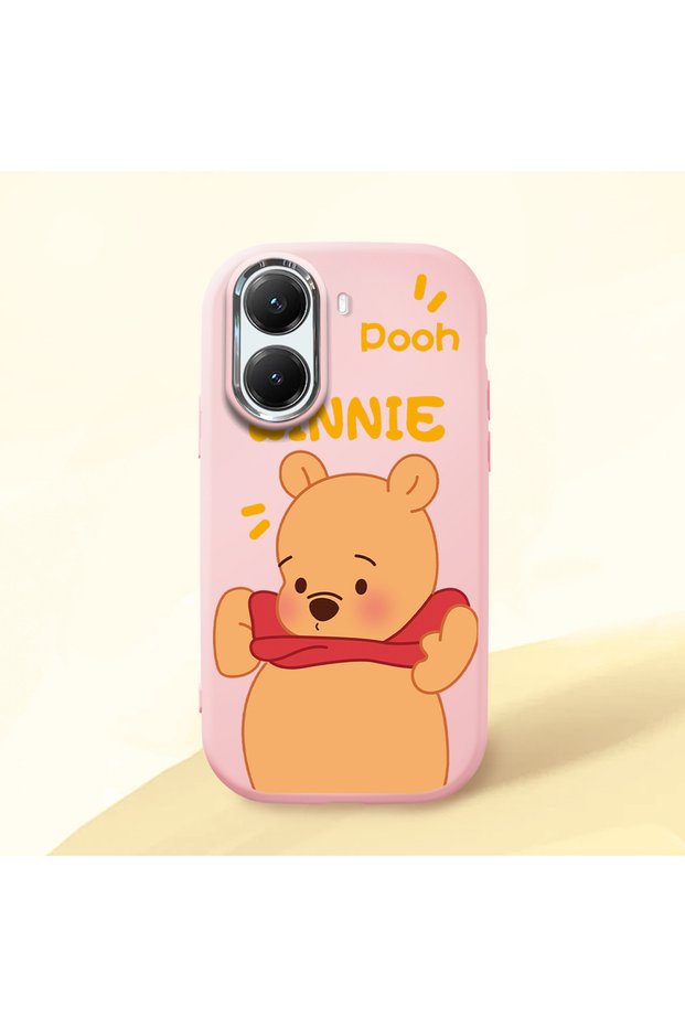 Poco X7 Pro Compatible Case Camera Protector Pink Silicone Couple Phone Case with Bear Pattern