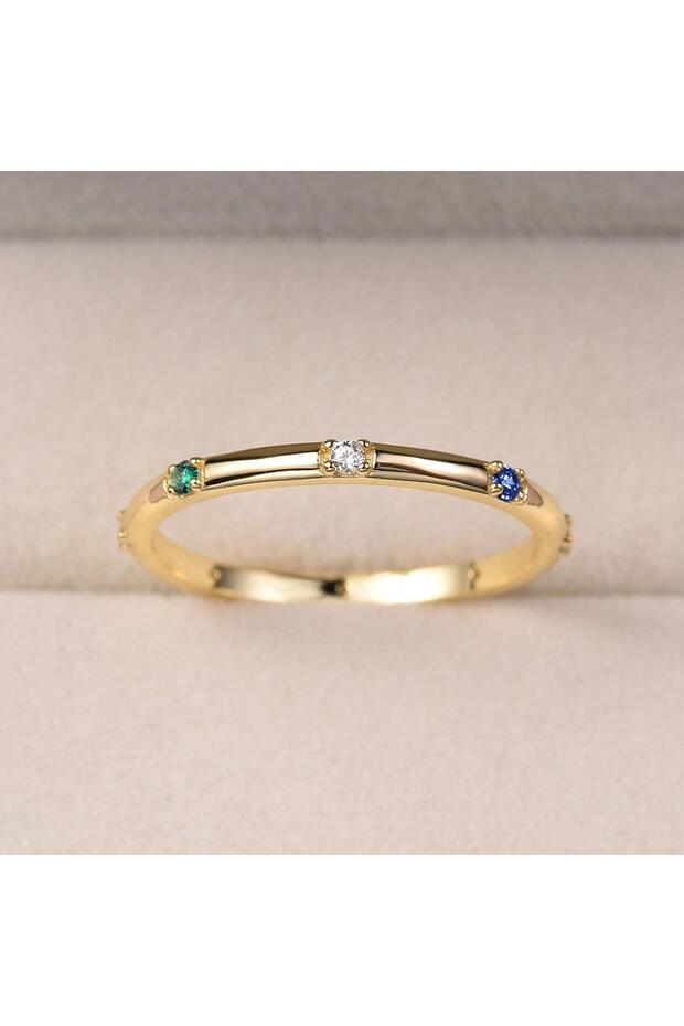 8 Golden Color 925 Sterling Silver Round Golden Plain White Zircon Ring For Women Anniversary Party
