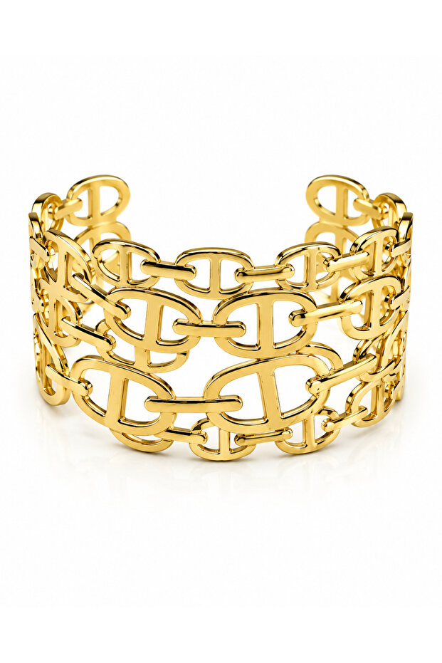 Women's Stainless Steel Gold Plated Adjustable Bracelet - Does Not Change Color - Design 4