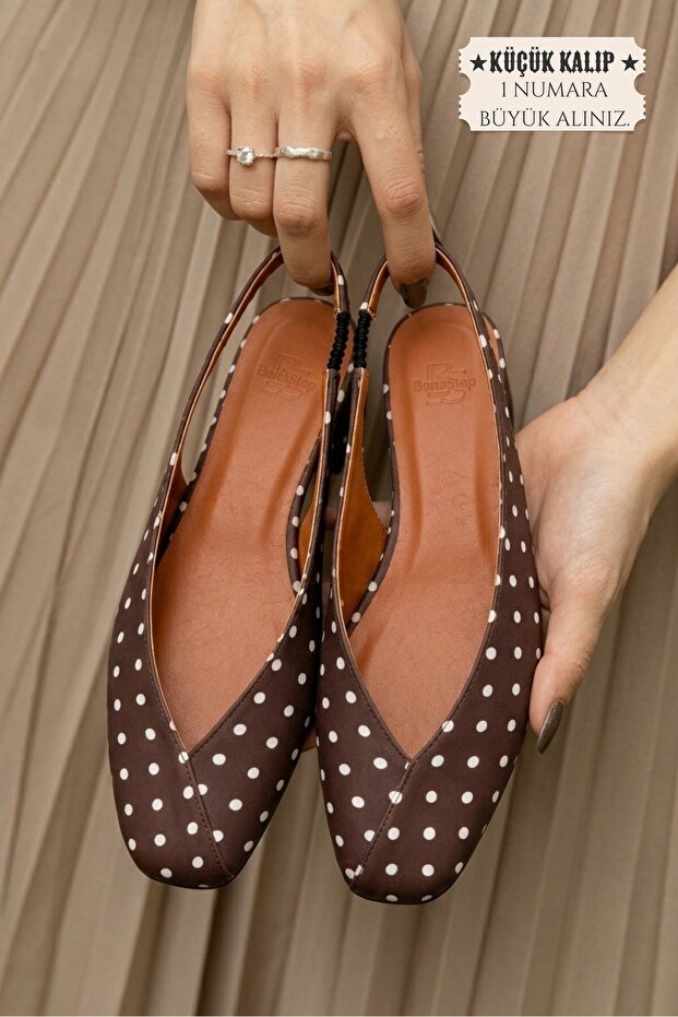 Siena Women's Polka Dot Brown Square Toe Ballerina Slingback