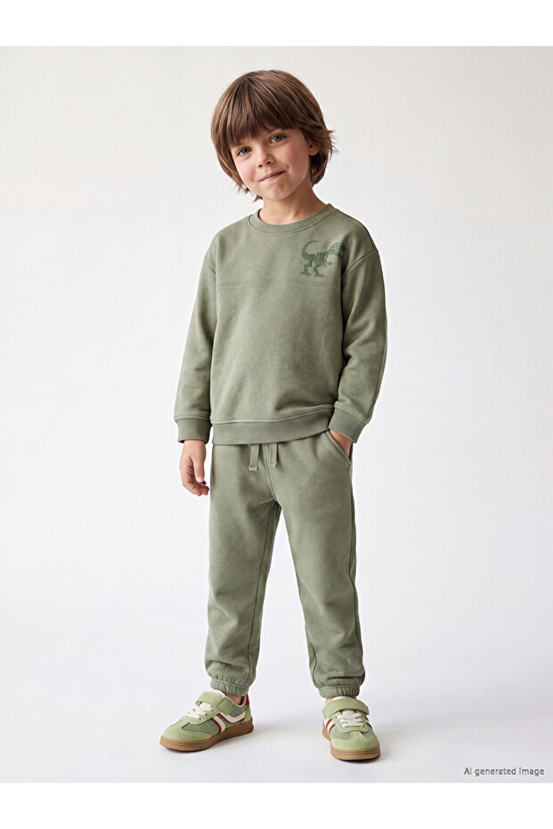 Lcw Kids Khaki Printed Boys' Tracksuit Set
