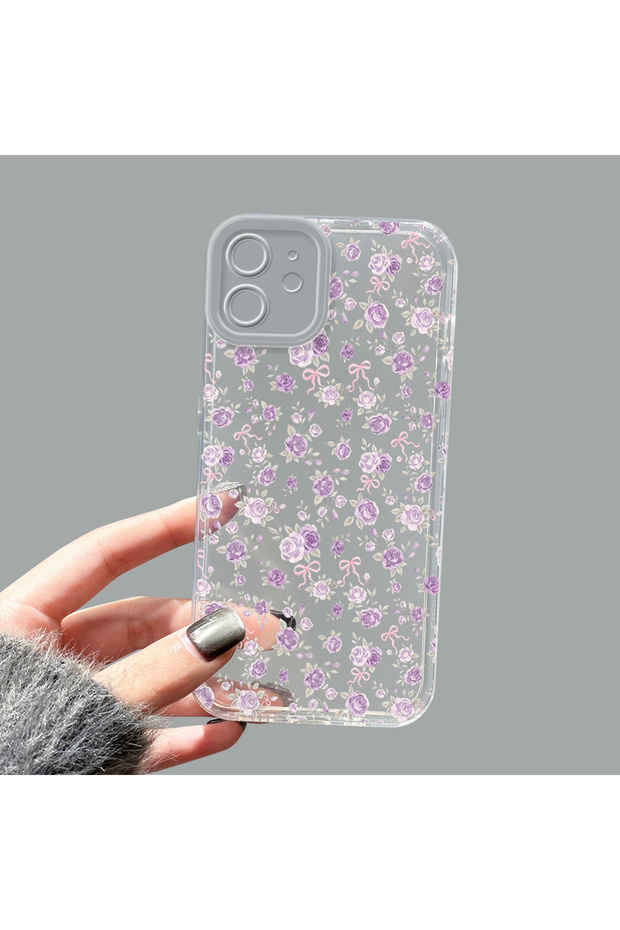 iPhone 12 Compatible Camera Protected Anti-Shock Aesthetic Print Patterned Transparent Silicone Case