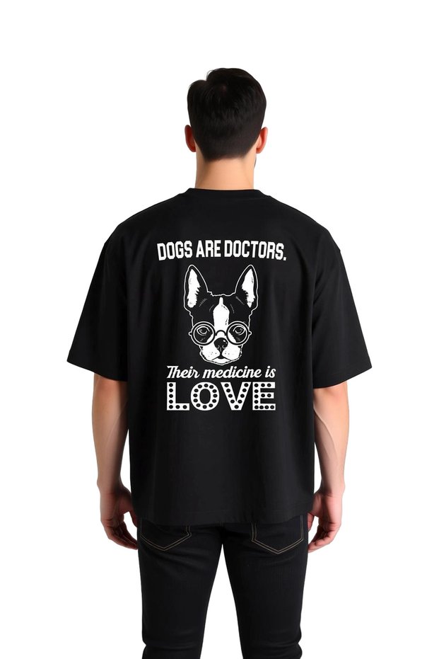 Men's Oversize Graphic Printed T-Shirt Dog Doctor Love Theme Relaxed Fit Casual Modern Stylish Elegant