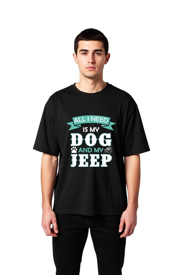 My Dog and My Vehicle Are Enough Printed Men's Oversize T-Shirt