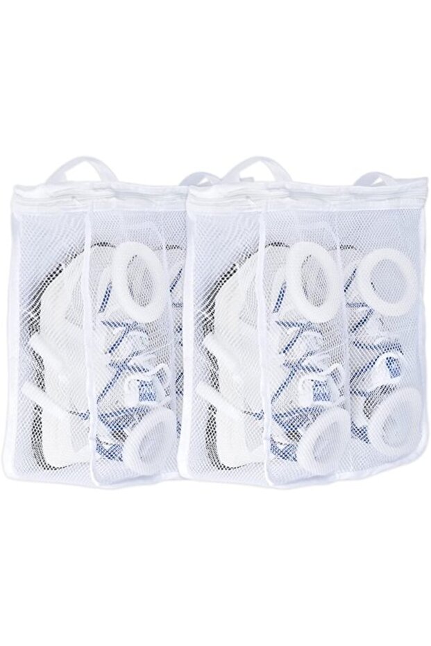 white mesh shoe laundry bags