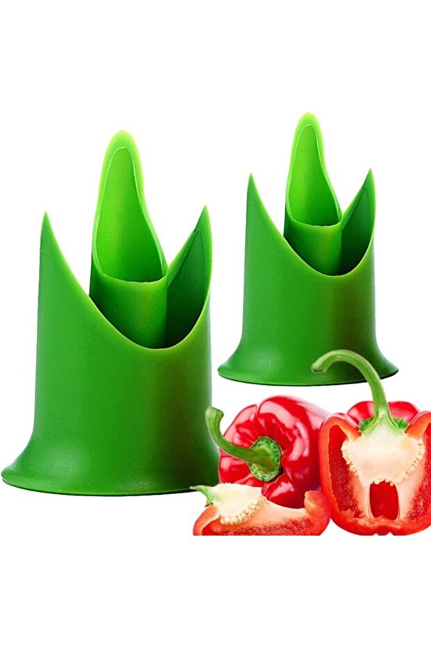 Vegetable pitter set (2 pieces), suitable for tomatoes and peppers, green.