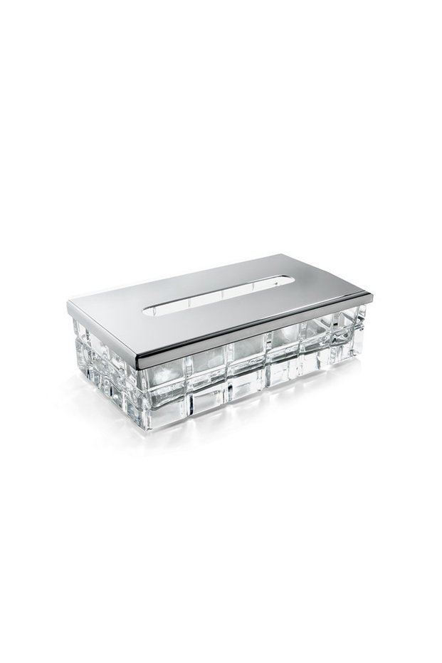 Palace Tissue Box, Countertop, Square - Clear Glass/Chrome