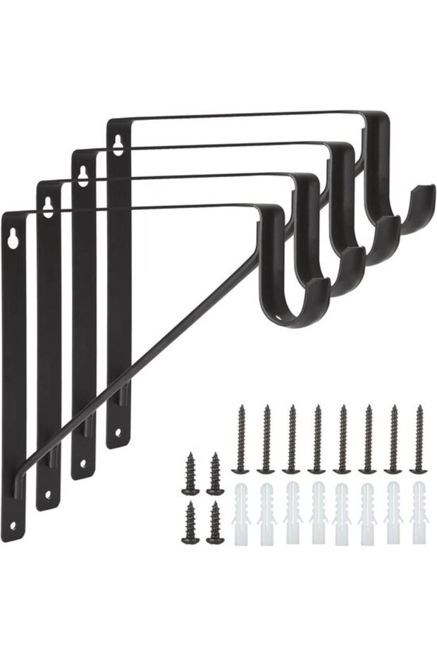 Sturdy and durable four-piece cabinet rod bracket set, suitable for wall mounting—ideal support for kitchen, garage, and pantry shelves.