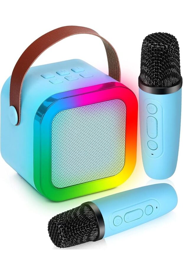 Karaoke Machine, Mini Karaoke Machine with 2 Wireless Microphones for Kids and Adults, Bluetooth Spe