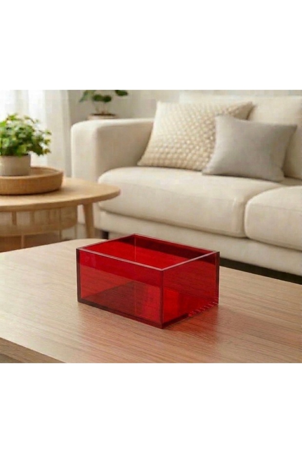 Multi-Purpose Transparent Claret Red Plexiglass Box (20cm X 15cm X 10cm)