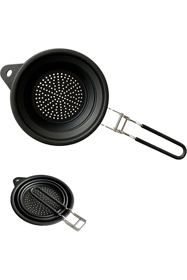 Silicone Collapsible Colander, Space Saving Foldable Strainer with Handle, Kitchen Colander
