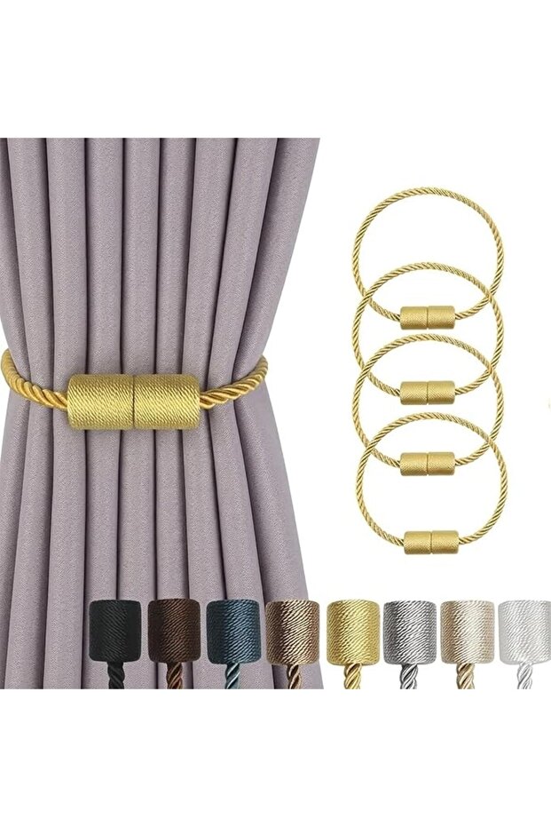 4 Pack Magnetic Curtain Tiebacks – Rope Curtain Holders for Drapes, Modern Decorative Tie