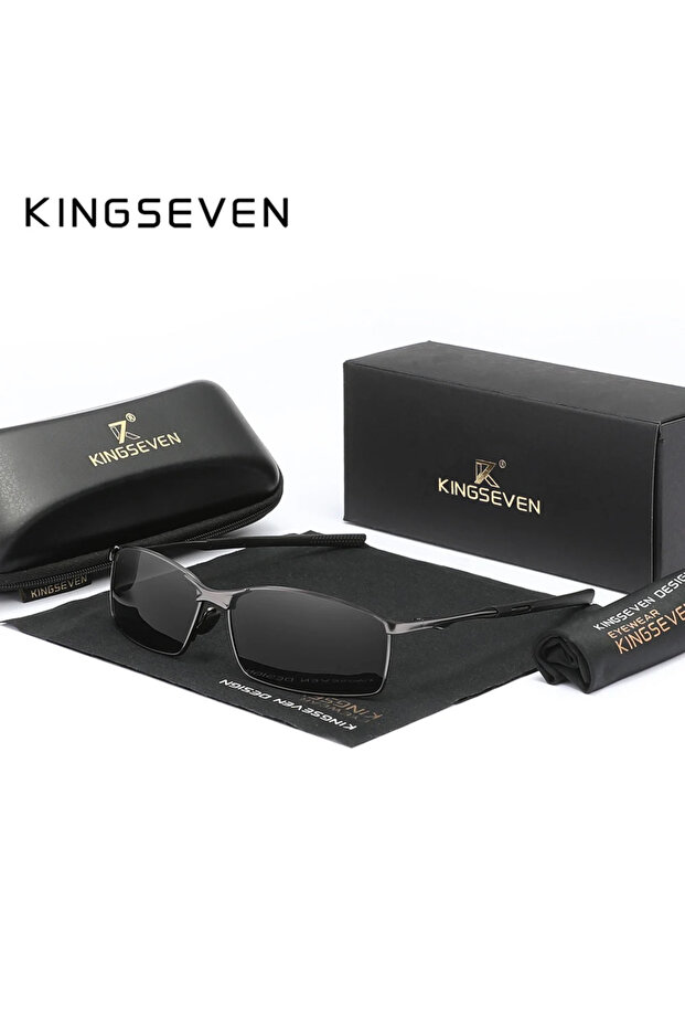 Gun Gray KINGSEVEN Polarized Rectangular Frame Sunglasses For Men Metal Frame Eyewear Driving Sun Gl
