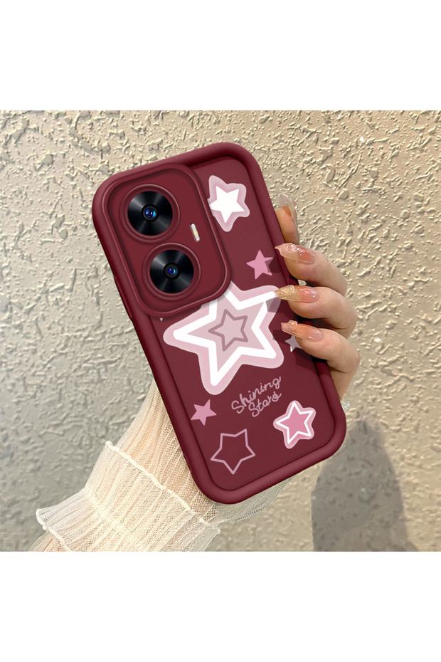 Realme C55 Compatible Fashionable Shiny Star-Themed Case, Scratch-Resistant