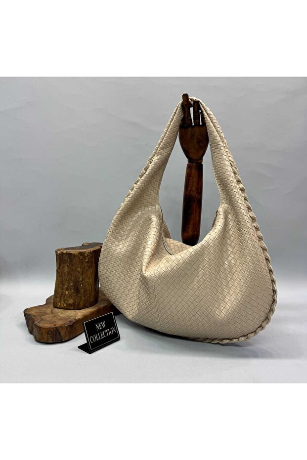 Knitted Patterned Large Hobo Bag