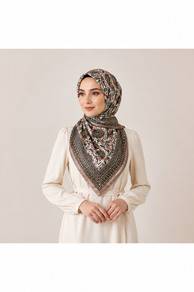 Haten 90X90 Premium Patterned Square Shawl