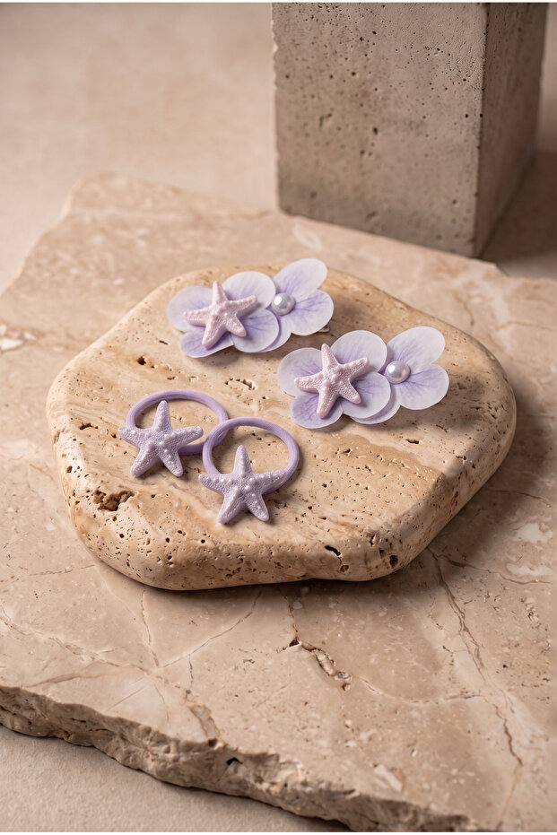 Girl's 4-Piece Starfish Buckle Set Lilac