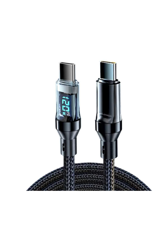 2m C-C NNBILI 120W C-C and A-C Cable Phone Super Fast Charging Cable With LED Display Data Cord Not